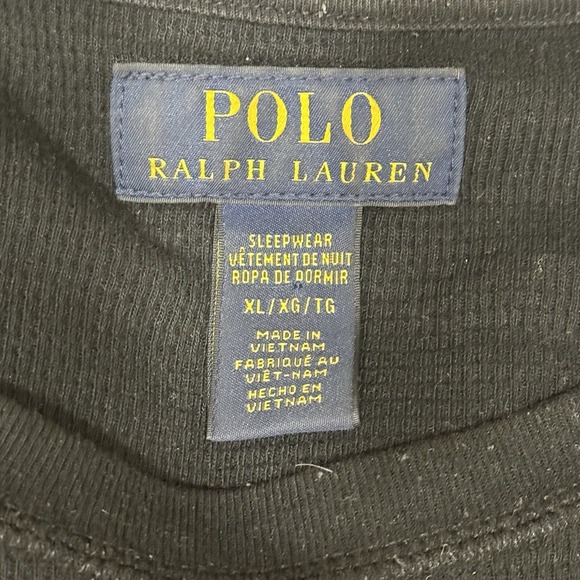 Polo Ralph Lauren Polo Bear Thermal Sleepwear Shirt Men XL Black Cotton Lounge - Picture 3 of 11